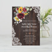 Rustieke Marsala Bloem Zonnewielen Houten Kant Tro Kaart (Staand voorkant)