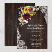 Rustieke Marsala Bloem Zonnewielen Houten Kant Tro Kaart (Voorkant / Achterkant)