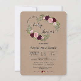 Rustieke Marsala Bloemen Ambacht Papier Baby showe Kaart
