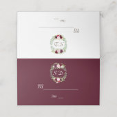 Rustieke Marsala Bloemenkrans Bourgogne Tafelnumme Plaatskaartje (Buitenkant ongevouwen)