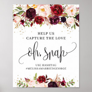 Rustieke marsala bloemige moderne vang de liefde b poster