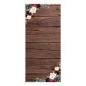 Rustieke Marsala Bourgondië Bloemenbruiloft Menu (Achterkant)