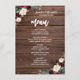 Rustieke Marsala Bourgondië Bloemenbruiloft Menu