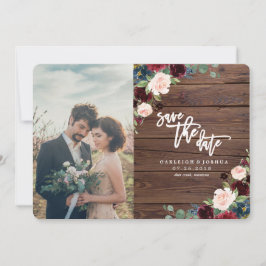 Rustieke Marsala Bourgondië Floral Save the Date