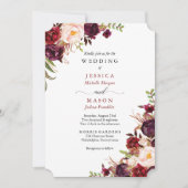 Rustieke Marsala Bourgondië huwelijksuitnodiging Kaart (Voorkant)