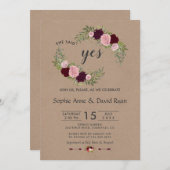 Rustieke Marsala Floral Craft Paper Engagement Par Kaart (Voorkant / Achterkant)