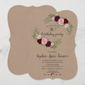 Rustieke Marsala Floral Craft Paper Verjaardagsfee Kaart (Voorkant / Achterkant)