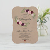 Rustieke Marsala Floral Craft Paper Verjaardagsfee Kaart (Staand voorkant)