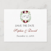 Rustieke Marsala Floral krans SAVE THE DATE Aankondigingskaart (Voorkant)