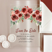 Rustieke Marsala Floral Wedding Save the Date Acryl Uitnodigingen
