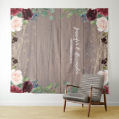 Rustieke Marsala hout bruiloft fotocabine achtergr Wandkleed (In Situ (horizontaal))