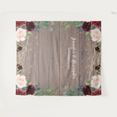 Rustieke Marsala hout bruiloft fotocabine achtergr Wandkleed (Voorkant (horizontaal))