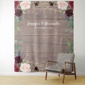 Rustieke Marsala hout bruiloft fotocabine achtergr Wandkleed (In situ)