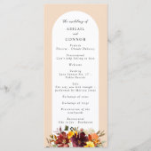 Rustieke Marsala Verbrande Oranje Herfstkrans Programmakaart (Voorkant)