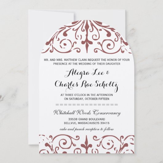 Rustieke  Marsala Wedding Arch Vorm Kaart (Achterkant)