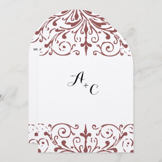 Rustieke  Marsala Wedding Arch Vorm Kaart (Voorkant / Achterkant)
