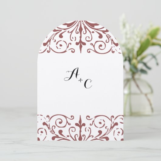 Rustieke  Marsala Wedding Arch Vorm Kaart (Staand voorkant)