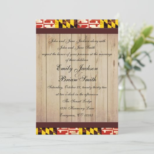  rustieke Maryland vlag bruiloft uitnodigingen (Staand voorkant)
