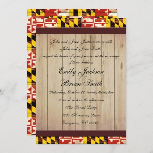  rustieke Maryland vlag bruiloft uitnodigingen (Voorkant / Achterkant)