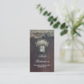 Rustieke Mason Jar Baby's Breath en Barn Wood Visitekaartje (Staand voorkant)