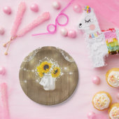 Rustieke Mason Jar Baby's Breath en Zonnebloemen Papieren Bordje (Feest)