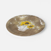 Rustieke Mason Jar Baby's Breath en Zonnebloemen Papieren Bordje (Gekanteld)