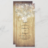 Rustieke Mason Jar Baby's Breath Wedding Programma Programmakaart (Voorkant / Achterkant)