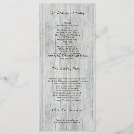 Rustieke Mason Jar Baby's Breath Wedding Programma Programmakaart (Achterkant)