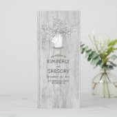 Rustieke Mason Jar Baby's Breath Wedding Programma Programmakaart (Staand voorkant)