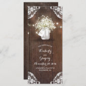 Rustieke Mason Jar Baby's Breath Wedding Programma Programmakaart (Voorkant / Achterkant)