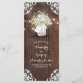 Rustieke Mason Jar Baby's Breath Wedding Programma Programmakaart (Voorkant)