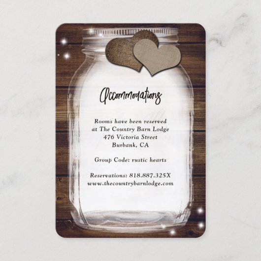 Rustieke Mason Jar Barn Wood Accommodatie Kaarten (Voorkant)