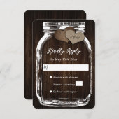 Rustieke Mason Jar Barn Wood Burlap Wedding RSVP (Voorkant / Achterkant)
