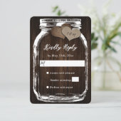 Rustieke Mason Jar Barn Wood Burlap Wedding RSVP (Staand voorkant)