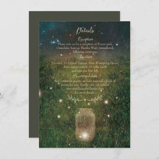 Rustieke Mason Jar Betoverde Bos Details Kaart (Voorkant / Achterkant)