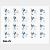 Rustieke Mason Jar & Blauwe Wildbloemen Vierkante Sticker (Vel)