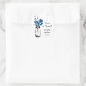 Rustieke Mason Jar & Blauwe Wildbloemen Vierkante Sticker (Tas)