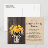 Rustieke Mason Jar Bloemen Hout Familie Reünie Aankondigingskaart (Voorkant / Achterkant)