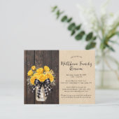 Rustieke Mason Jar Bloemen Hout Familie Reünie Aankondigingskaart (Staand voorkant)