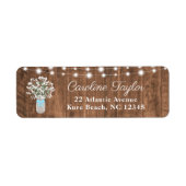 Rustieke Mason Jar Bloemen & Lichten Baby Jongensd Etiket (Voorkant)