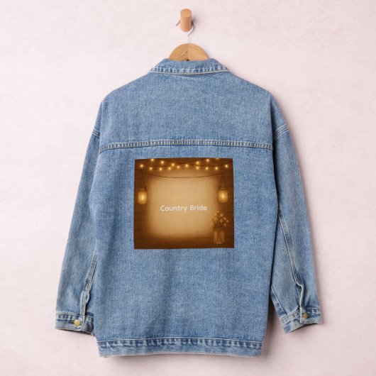 Rustieke Mason Jar Bride met String Lights Denim Jacket (Hangar)