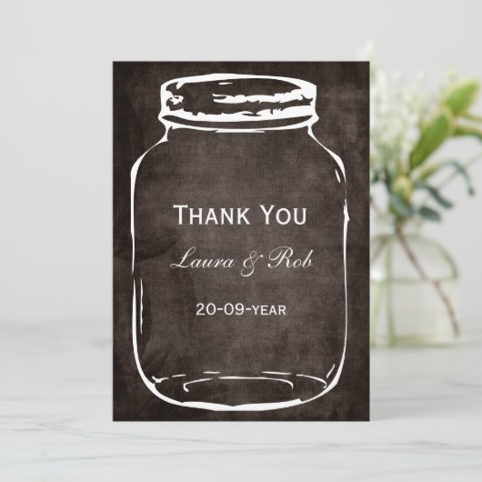 Rustieke Mason Jar Bruiloft Dank u Bedankkaart (Staand voorkant)
