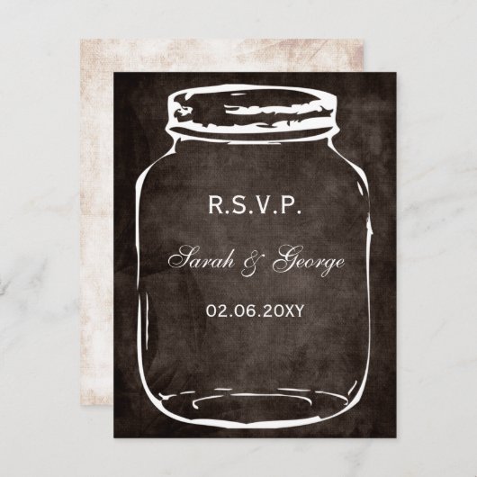 Rustieke Mason Jar Bruiloft RSVP (Voorkant / Achterkant)