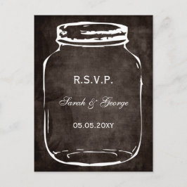 Rustieke Mason Jar Bruiloft RSVP Uitnodiging Briefkaart