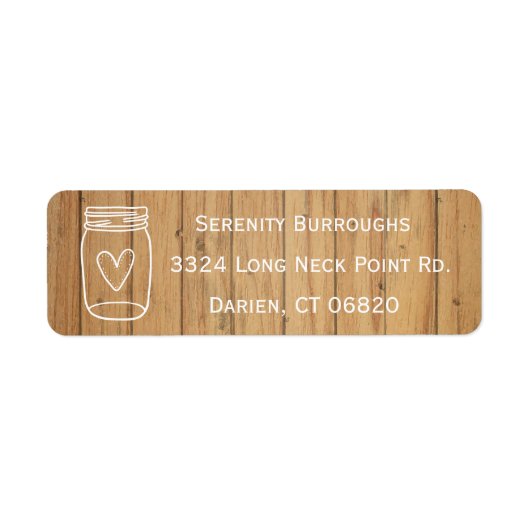 Rustieke Mason Jar Bruin Wit Hout Land Bruiloft Etiket (Voorkant)