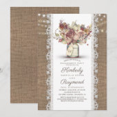 Rustieke Mason Jar | Burlap Engagement Party Kaart (Voorkant / Achterkant)