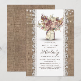 Rustieke  Mason Jar Burlap Kant Vrijgezellenfeest Kaart