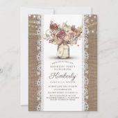 Rustieke  Mason Jar Burlap Lace Verjaardag Kaart (Voorkant)