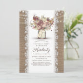 Rustieke  Mason Jar Burlap Lace Verjaardag Kaart (Staand voorkant)