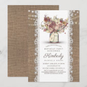 Rustieke  Mason Jar Burlap Lace Verjaardag Kaart (Voorkant / Achterkant)